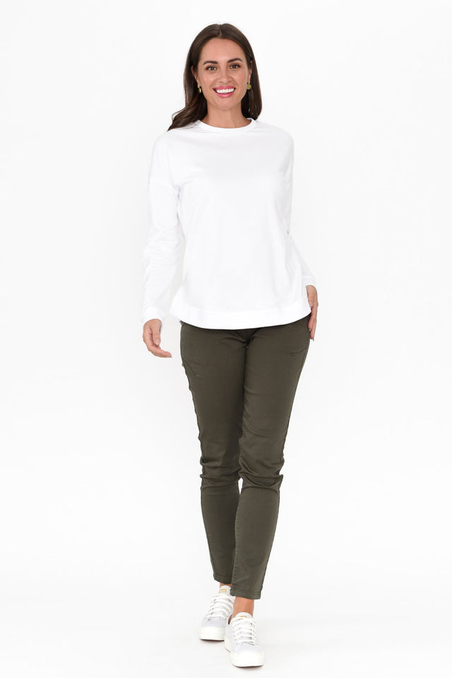 Lucy White Cotton Crew Sweater image 8