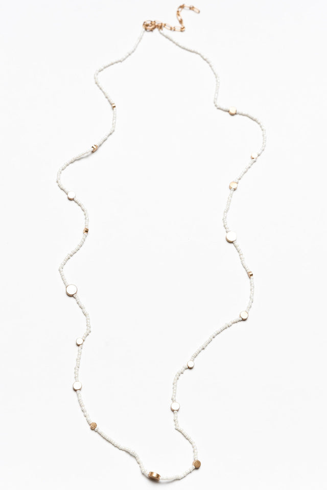 Lura White Beaded Necklace