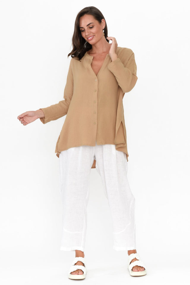 Lurline Camel Cotton Shirt image 2