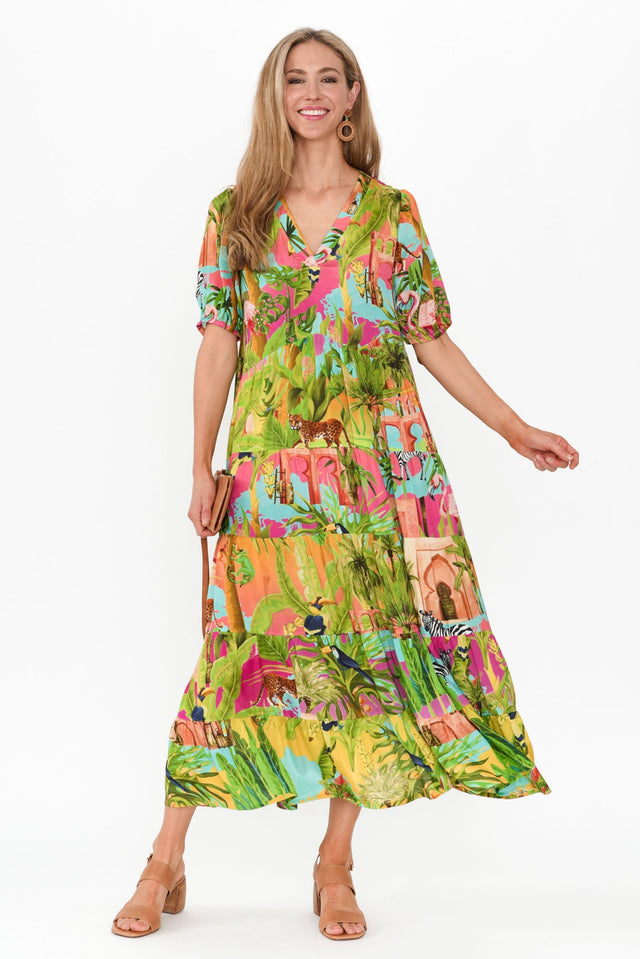 Lusia Pink Garden Maxi Dress