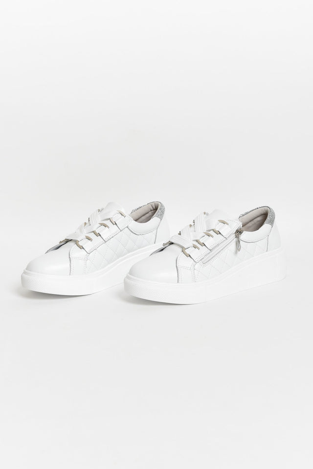 Luxury White Leather Quilt Sneaker