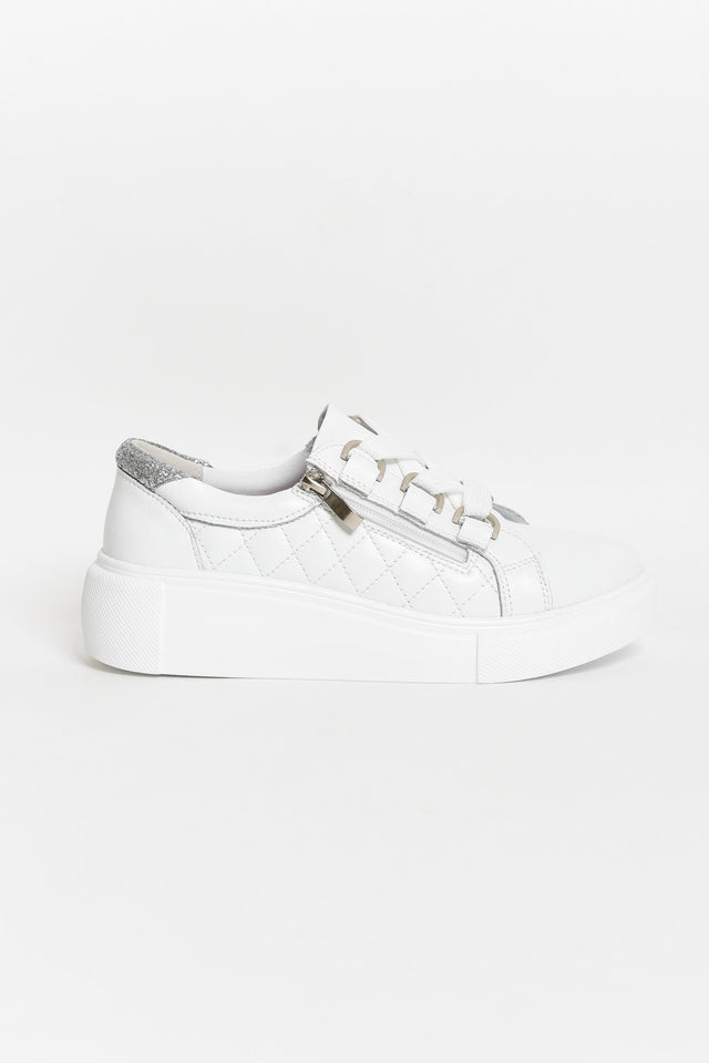 Luxury White Leather Quilt Sneaker image 5