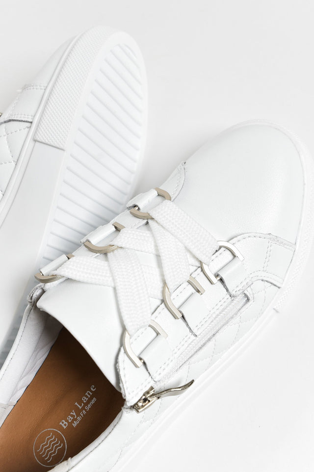 Luxury White Leather Quilt Sneaker image 8