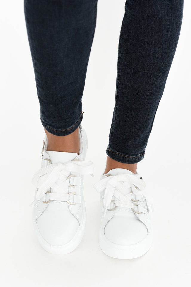 Luxury White Leather Quilt Sneaker image 6