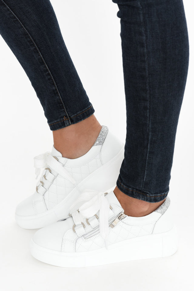 Luxury White Leather Quilt Sneaker image 1