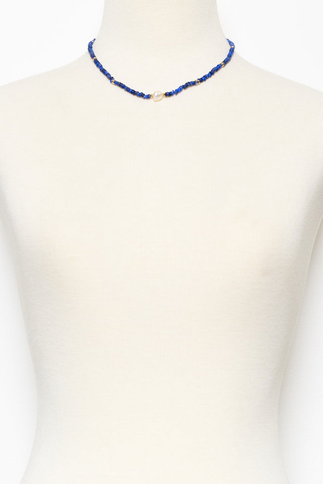 Lyka Blue Beaded Pearl Necklace