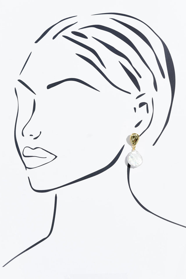 Mabel Gold Pearl Drop Earrings