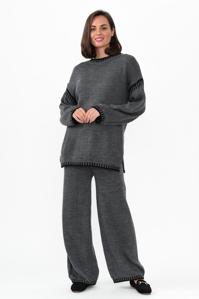 Madline Charcoal Trim Knit Sweater image 7