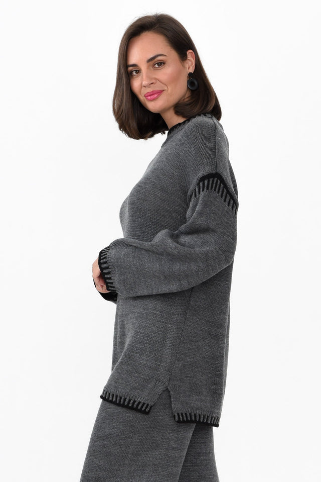 Madline Charcoal Trim Knit Sweater