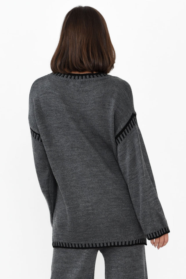 Madline Charcoal Trim Knit Sweater