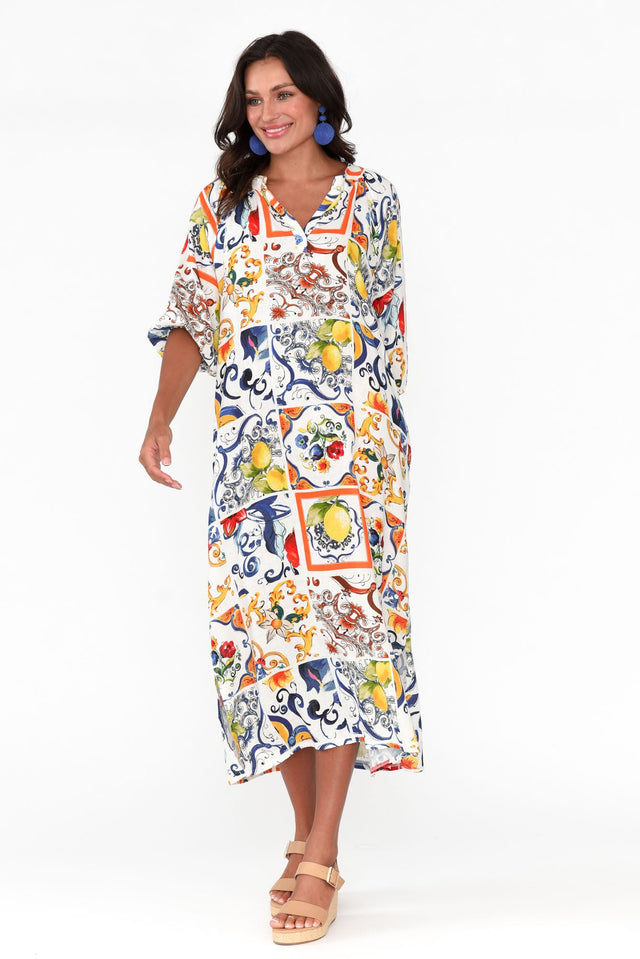 Magdelan Sicilian Summer Linen Blend Dress