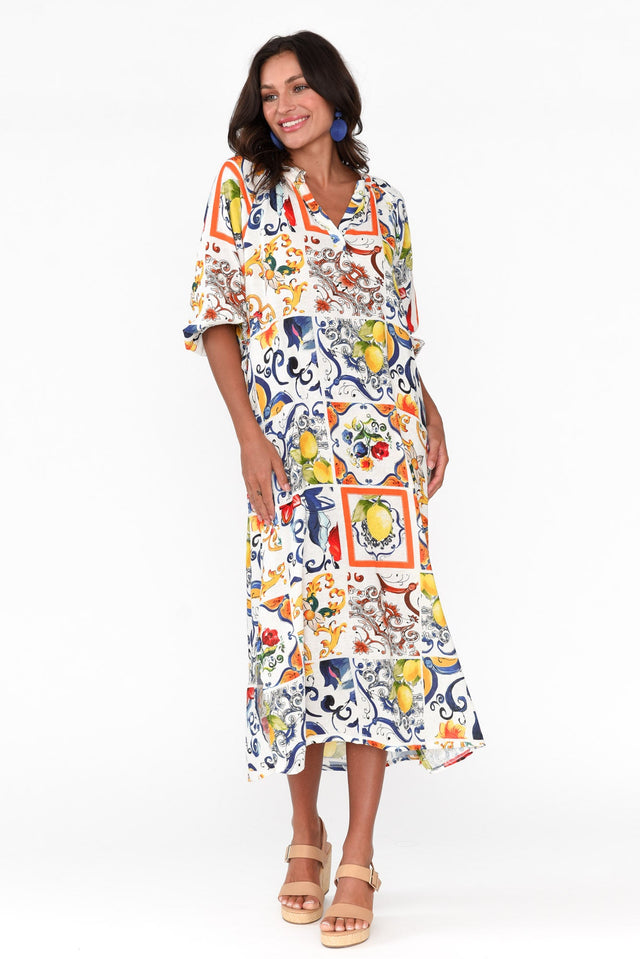 Magdelan Sicilian Summer Linen Blend Dress