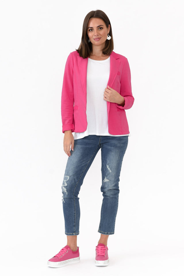 Maha Hot Pink Cotton Relaxed Blazer image 2