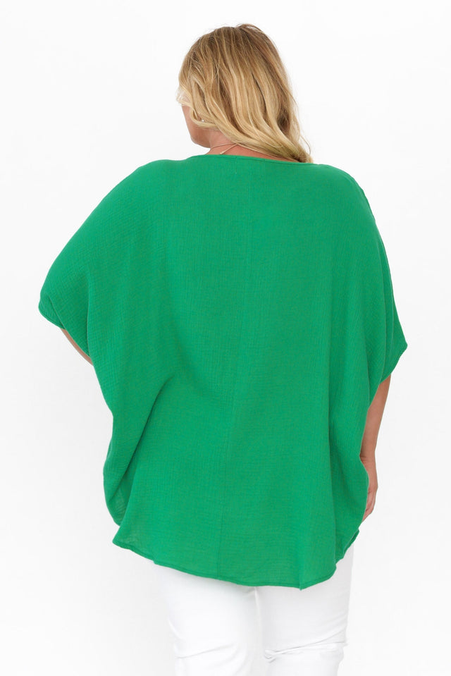 Maida Emerald Cotton V Neck Top image 9