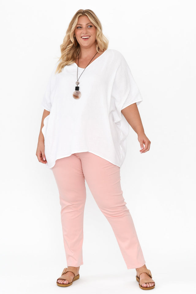 Maida White Cotton V Neck Top image 8