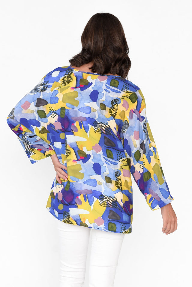 Maisy Blue Abstract Tie Top