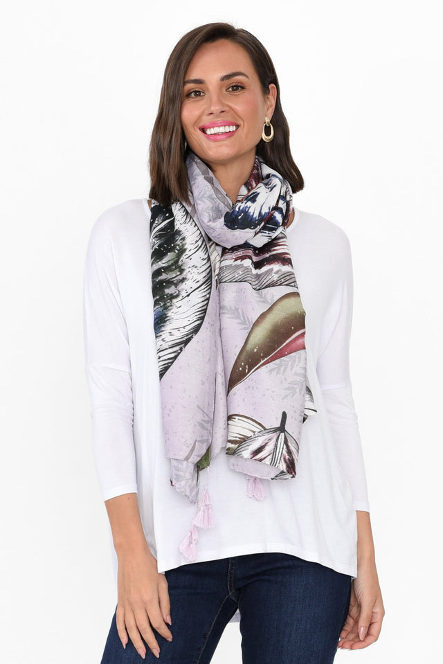 Mala Purple Floral Tassel Scarf image 1