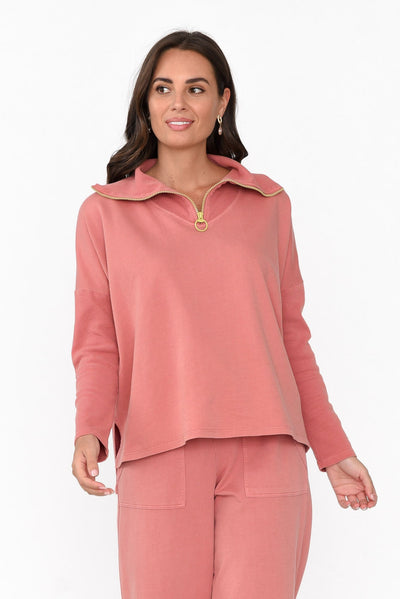 Malak Blush Half Zip Jumper neckline_Collar  alt text|model:MJ;wearing:XS