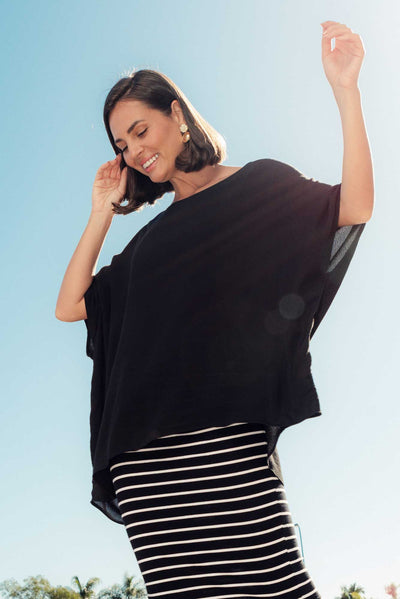 Mali Black Drape Top