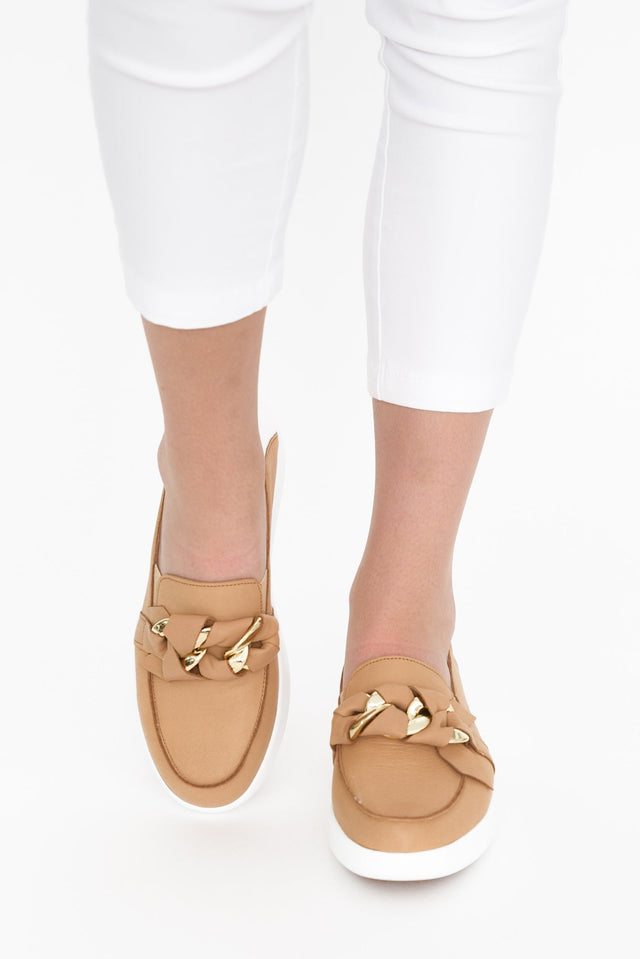 Malia Camel Leather Platform Loafer