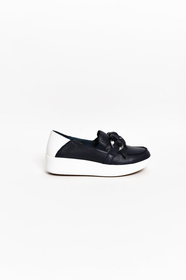 Malia Navy Leather Platform Loafer image 4