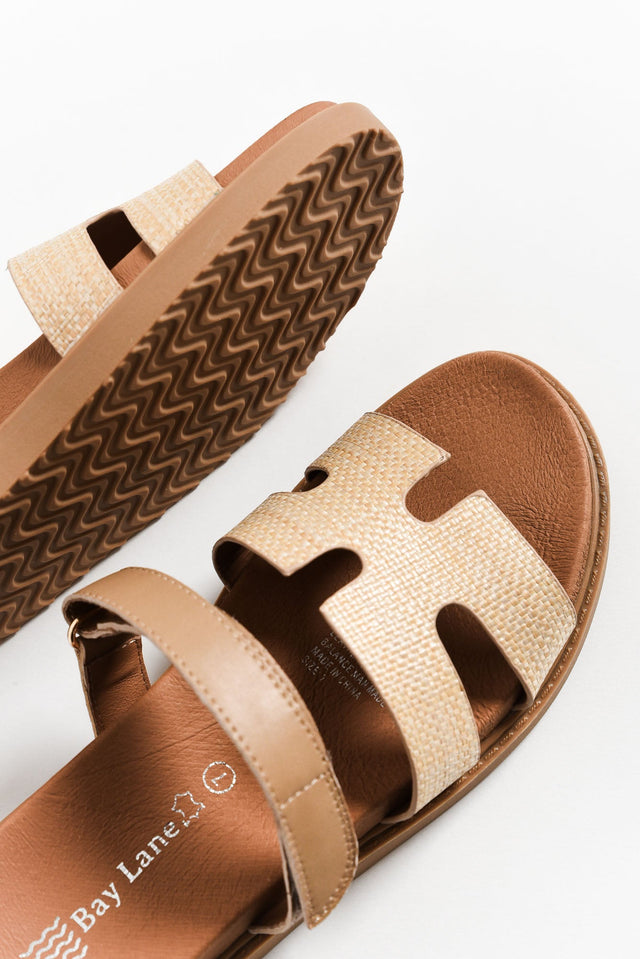 Malibu Natural Raffia Leather Velcro Slide