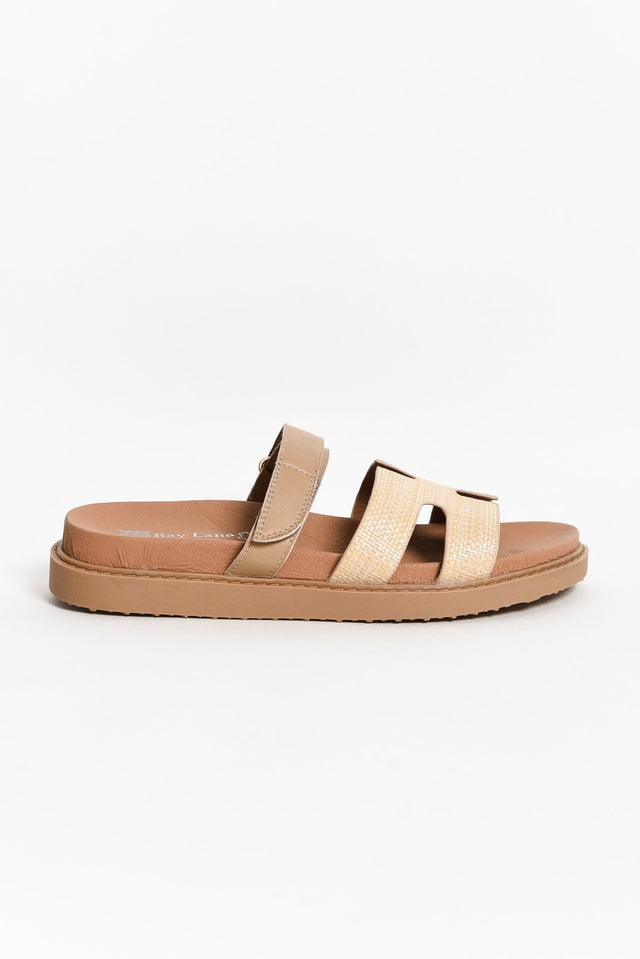 Malibu Natural Raffia Leather Velcro Slide image 3