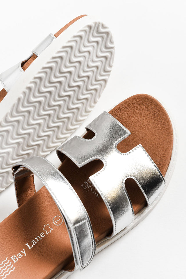 Malibu Silver Leather Velcro Slide image 2