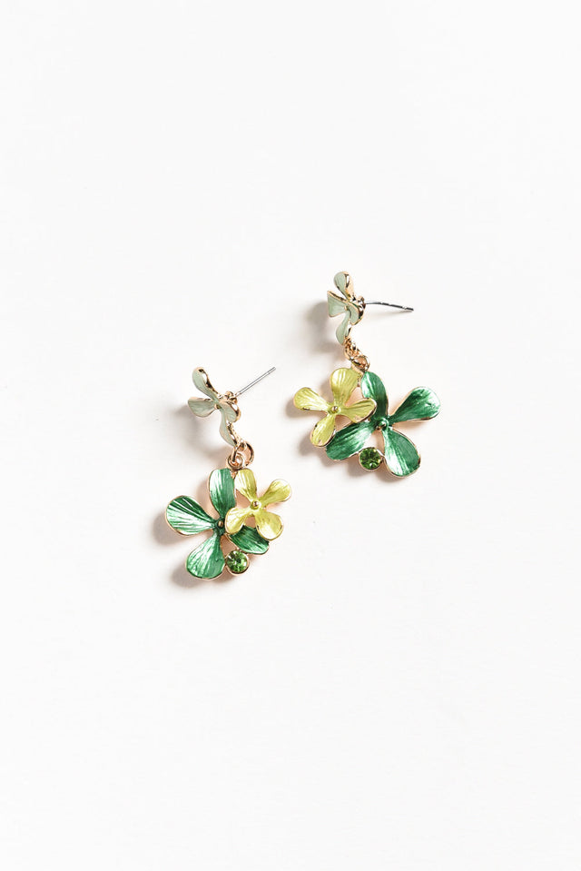 Mamie Green Flower Earrings image 1