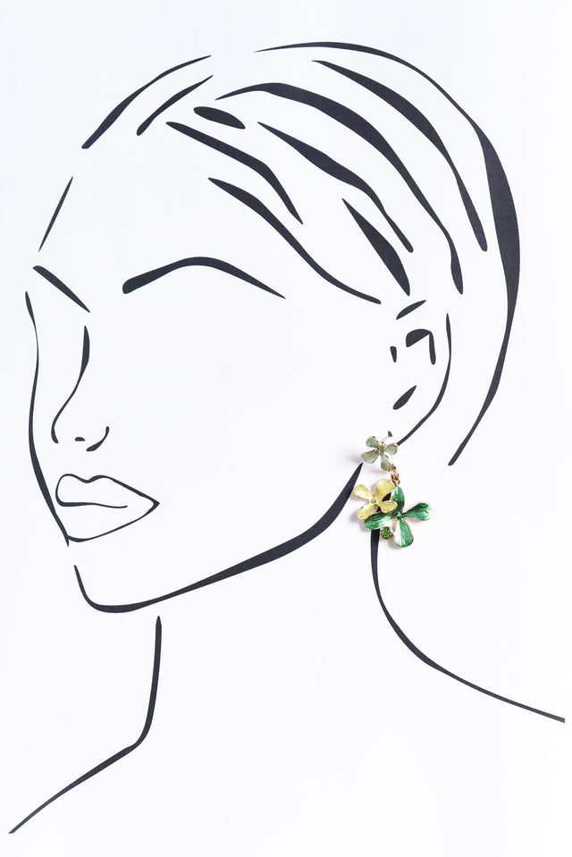 Mamie Green Flower Earrings image 2