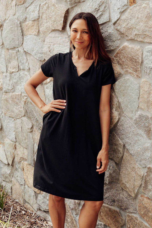 Mandy Black Cotton Tee Dress image 1