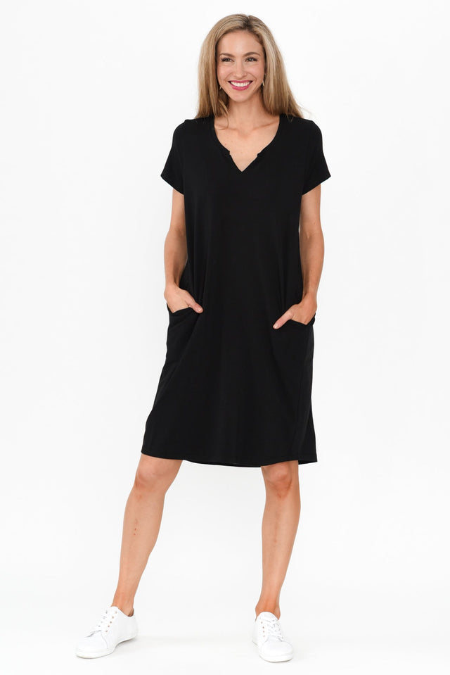 Mandy Black Cotton Tee Dress