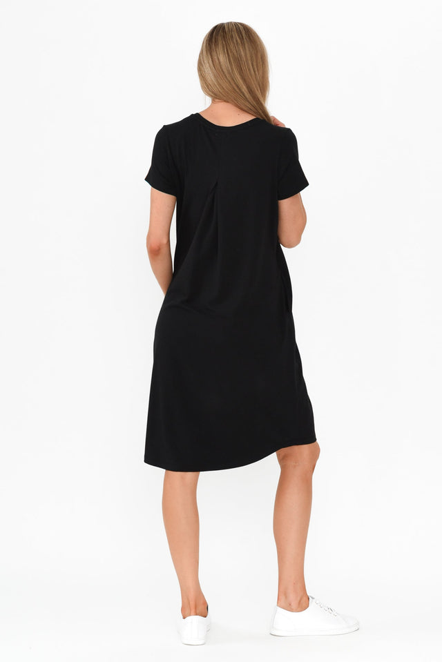 Mandy Black Cotton Tee Dress