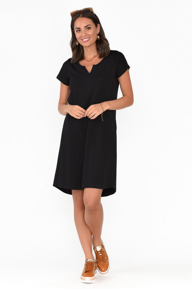 Mandy Black Cotton Tee Dress banner image