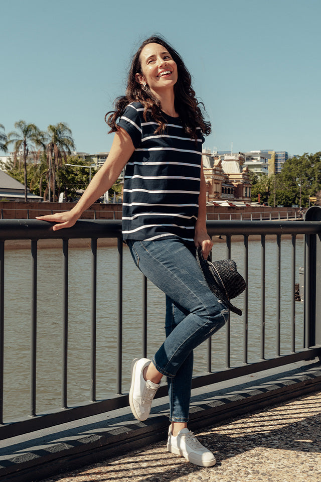 Manly Navy Stripe Cotton Tee