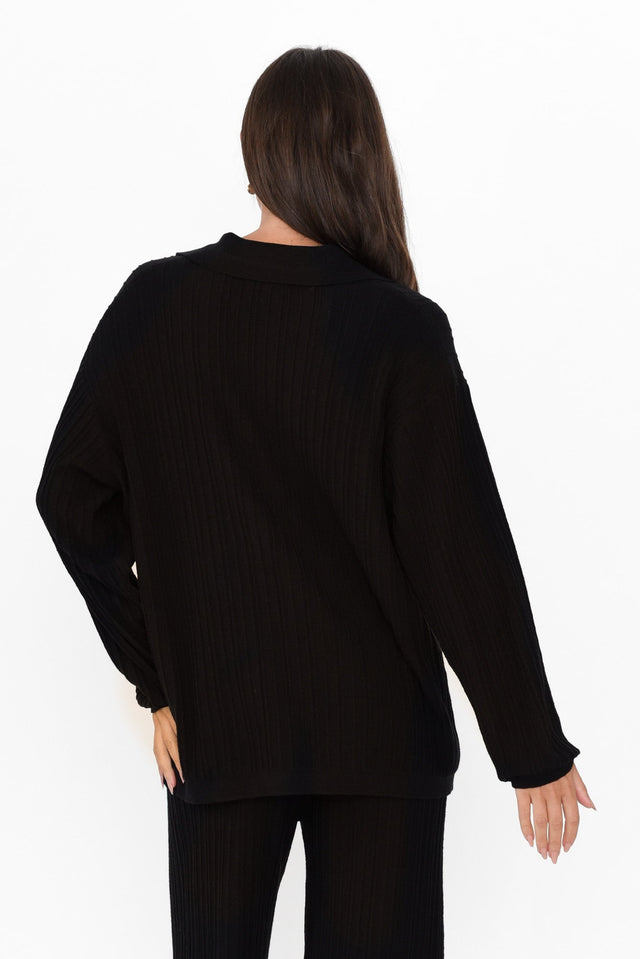 Mapleton Black Collared Knit Sweater