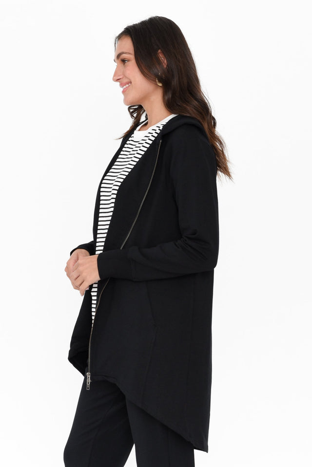 Mara Black Zip Hooded Jacket image 4