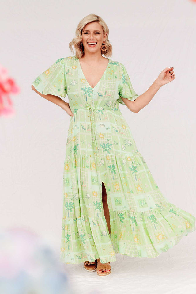 Marcelle Green Tropical Tier Dress image 1