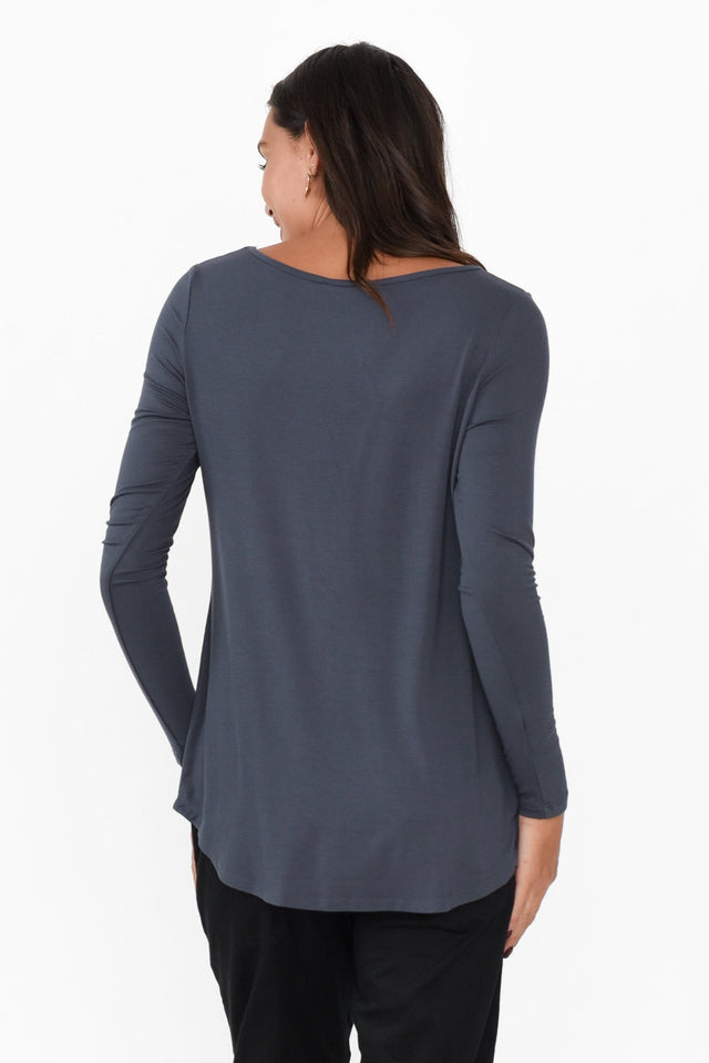 Marie Deep Blue Bamboo Sleeved Top