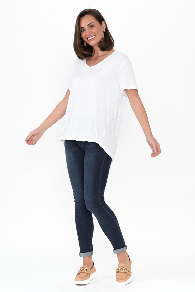Marley White Crinkle Cotton Short Sleeve Top image 8