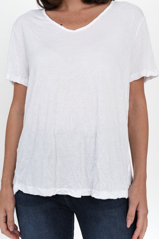 Marley White Crinkle Cotton Short Sleeve Top image 7