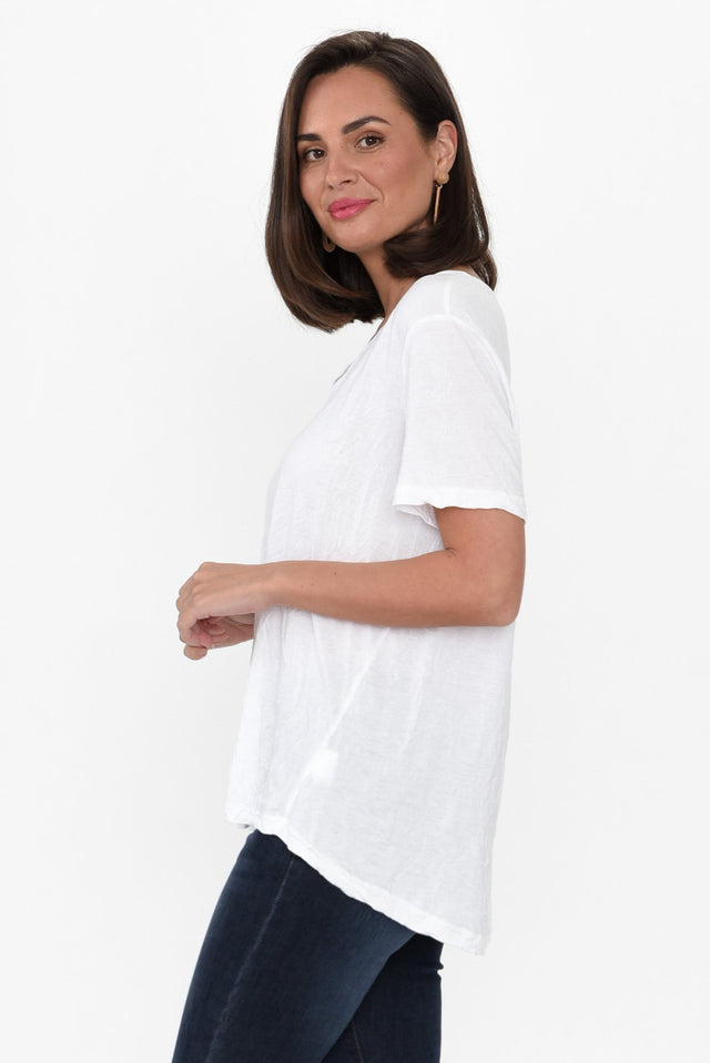 Marley White Crinkle Cotton Short Sleeve Top image 5