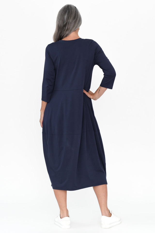 Marlyn Navy Cotton Blend Balloon Dress image 5