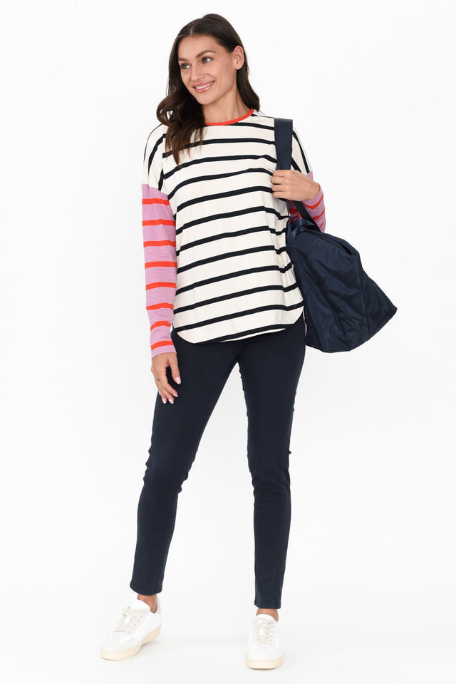 Marta Multi Stripe Cotton Long Sleeve Tee