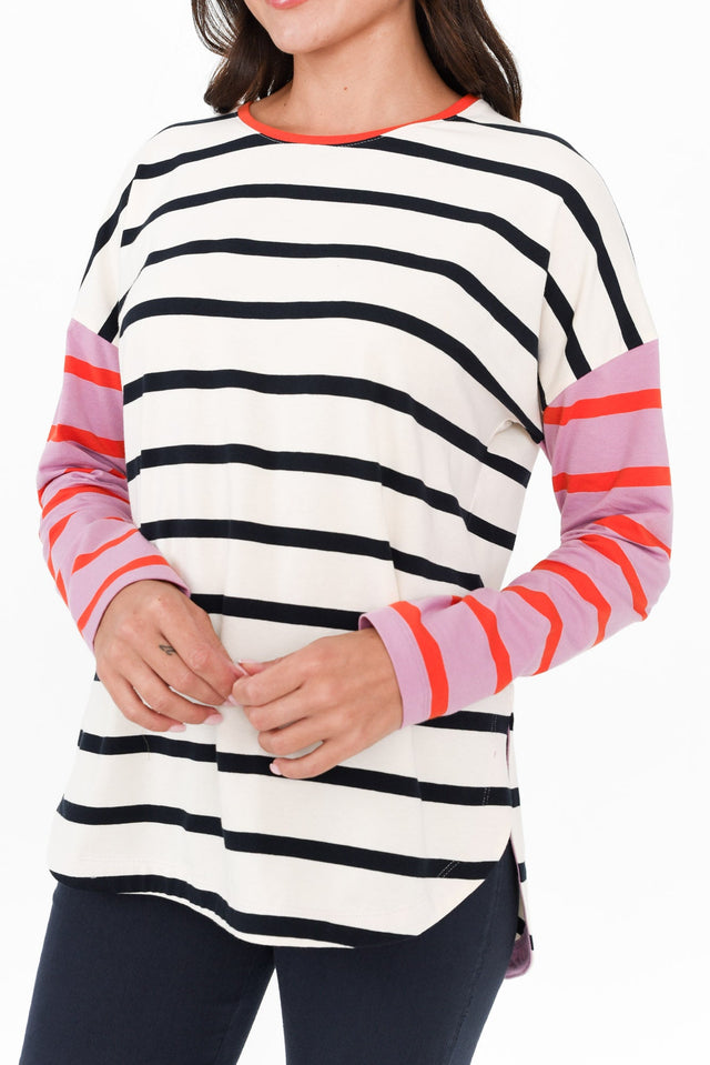 Marta Multi Stripe Cotton Long Sleeve Tee image 6
