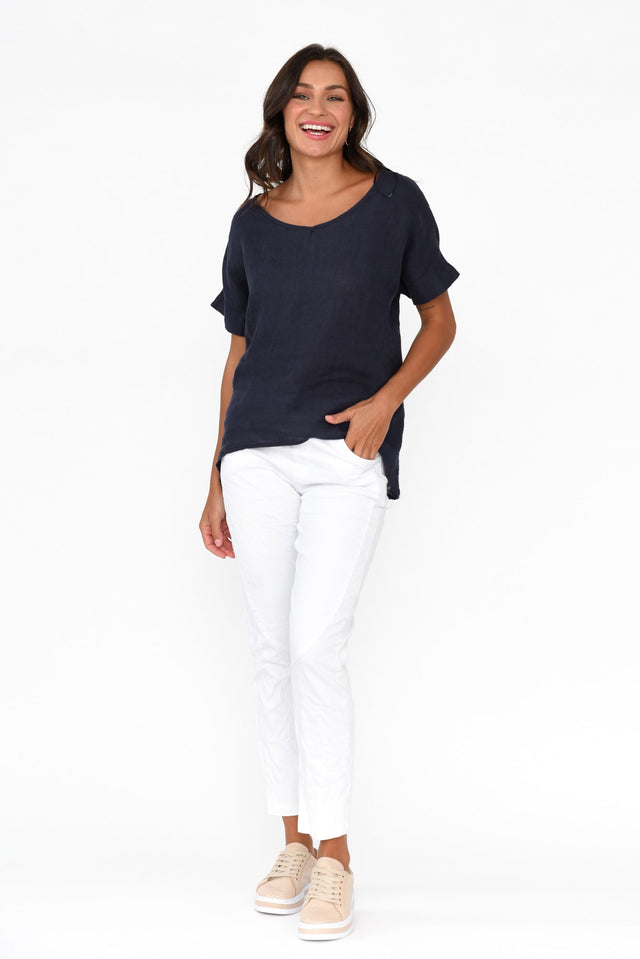 Matisse Navy Linen Hi Lo Top