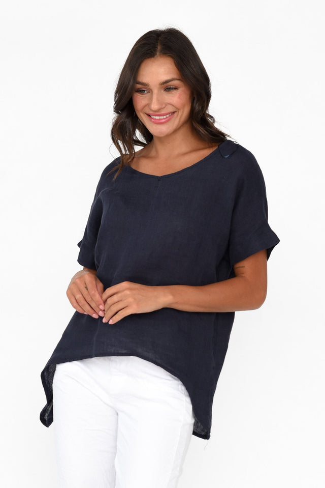 Matisse Navy Linen Hi Lo Top image 1