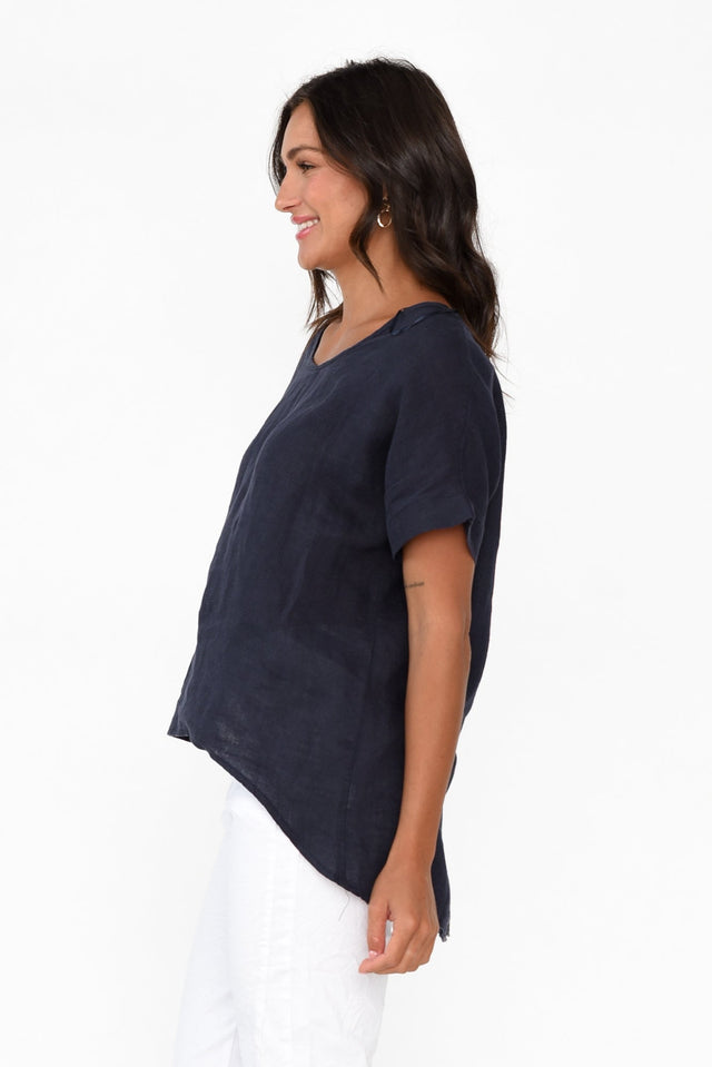 Matisse Navy Linen Hi Lo Top