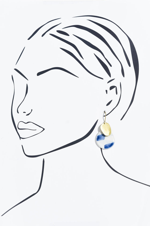 Mattea Blue Abstract Drop Earrings image 2