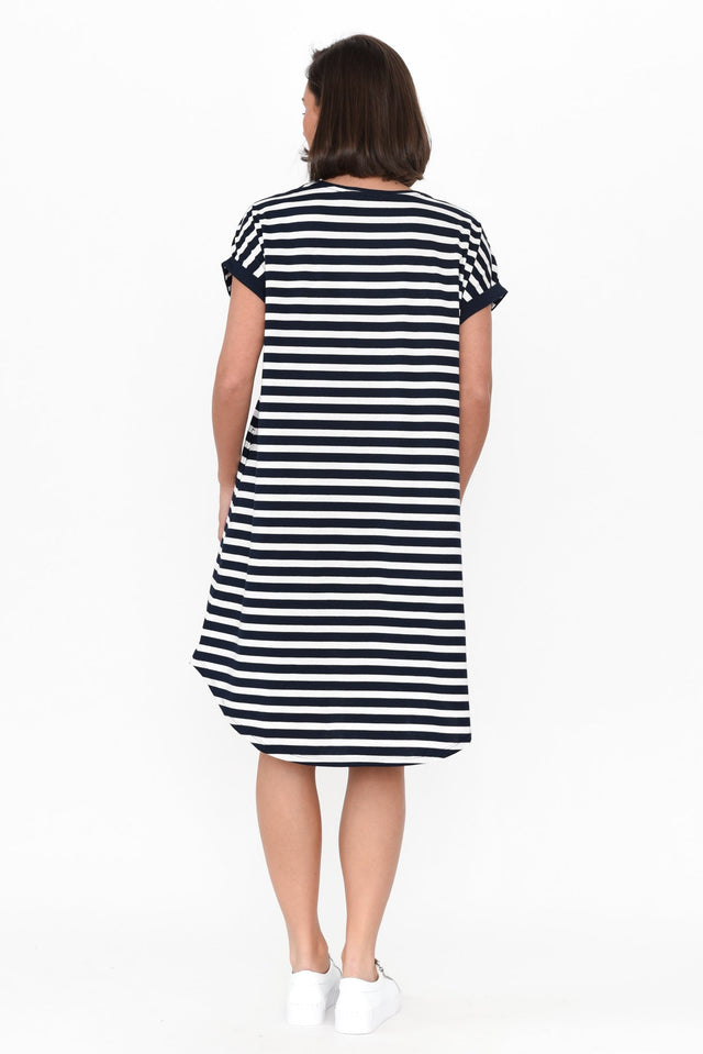 Maxine Indigo Stripe Cotton T-Shirt Dress
